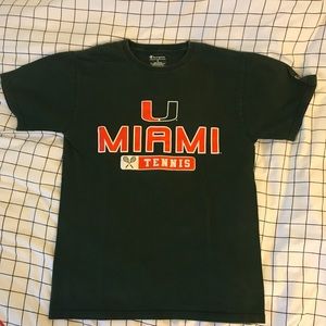 Champion UMiami Tennis Green Logo TShirt Size S